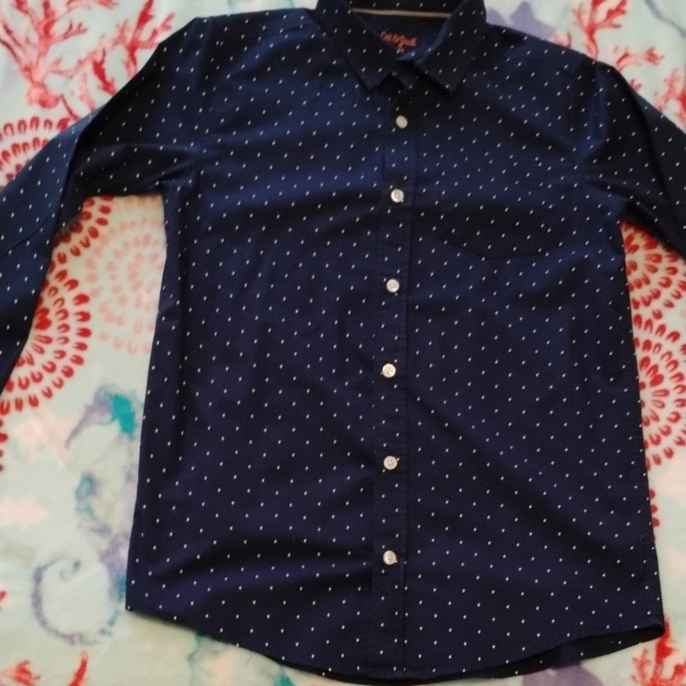 Cat & Jack Men's Dark Blue Button Down Shirt